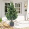 2-Pack 27.5in Artificial Cedar Topiary Trees, UV-Resistant Potted Plants for Entryway Decor